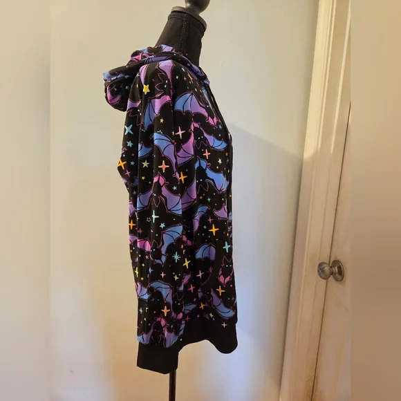 Colorful Bat Print Women's Hoodie - Picture 5 of 8